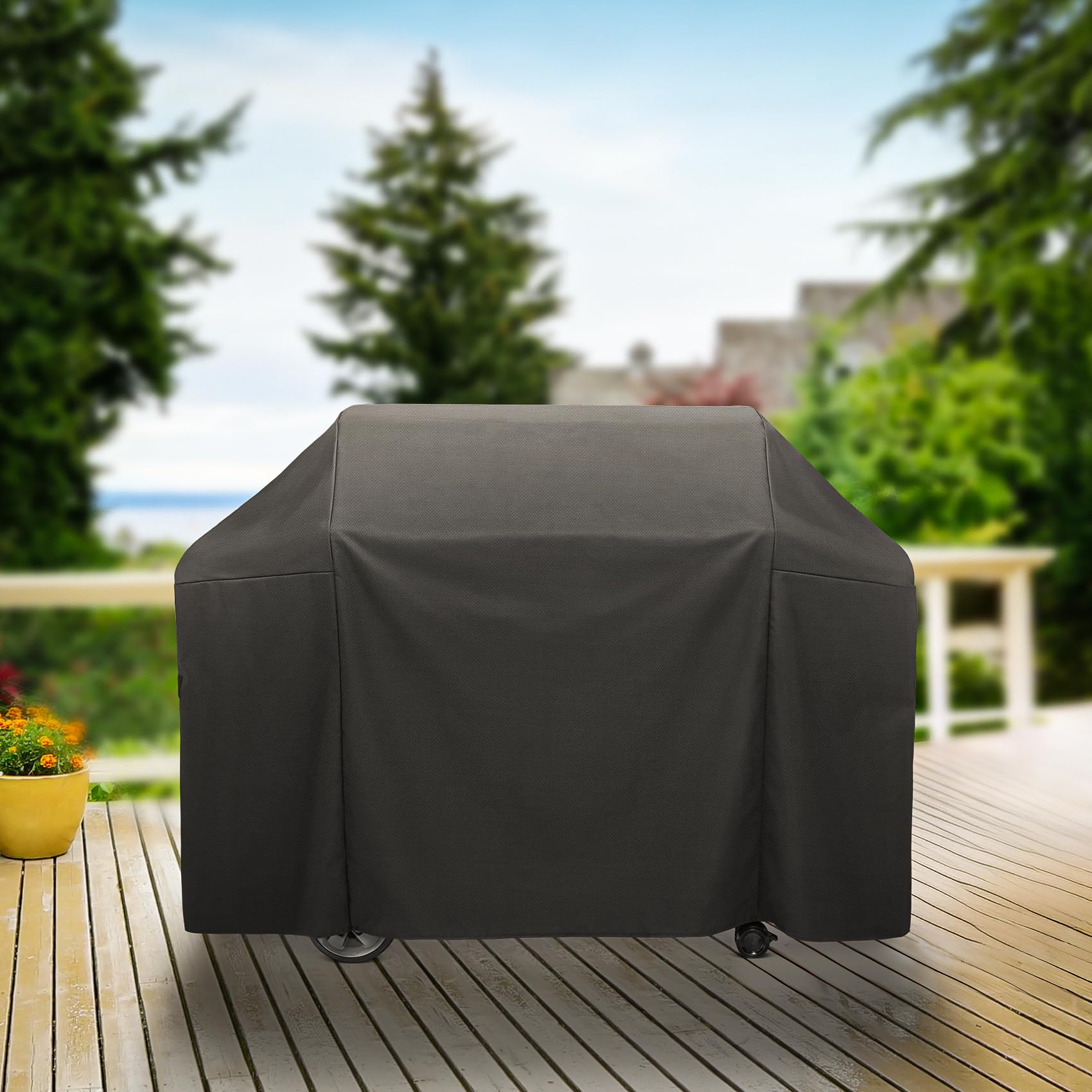 Onlyfire Grillabdeckung Abdeckhaube (für Weber Genesis II & II LX 400), Decken, atmungsaktiv, UV-beständig, wasserdicht | 600D Oxford Grillabdeckung, Wasserdicht, UV-beständig, Ersatz für Weber 7131, 165L x 63B x 113H cm