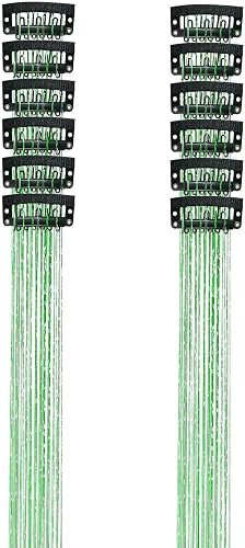 12 Stück Haar Tinsel Extensions, 20 Zoll hitzebeständige Glitzersträhnen für Fra