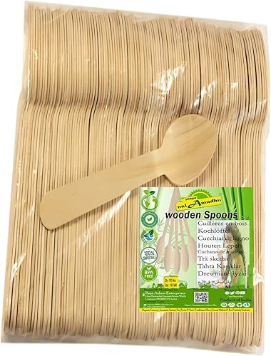 Miniatura 9 de Cucharas de madera Cucharas de fiesta para helados, embalaje para llevar  Cubiertos desechables Alternativa de plástico - Juego de 100 piezas