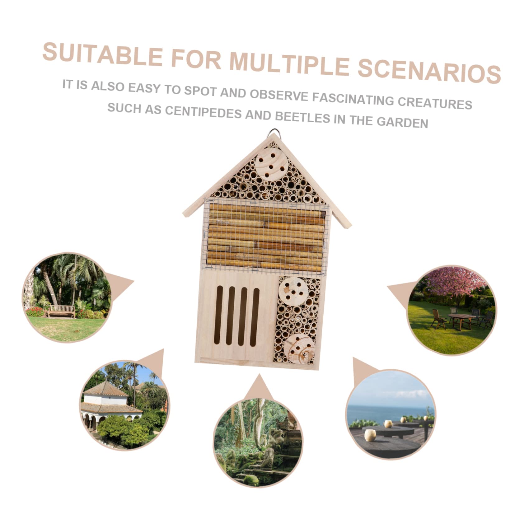 Casetta per Insetti in Materiale Sintetico Beige Design Unico, Rifugio Accogliente per Api e Insetti come Decorazione per Giardino e Casa