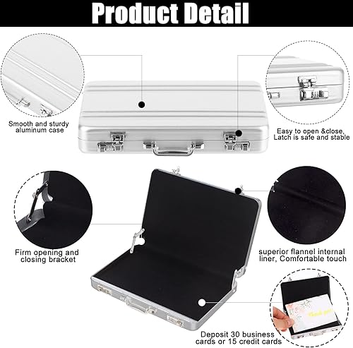 Miniatura 3 de OBANGONG Maletín de aluminio para tarjetas de visita, 4 unidades, mini, lindo maletín de contraseña, tarjetero de metal, tarjetero de crédito,