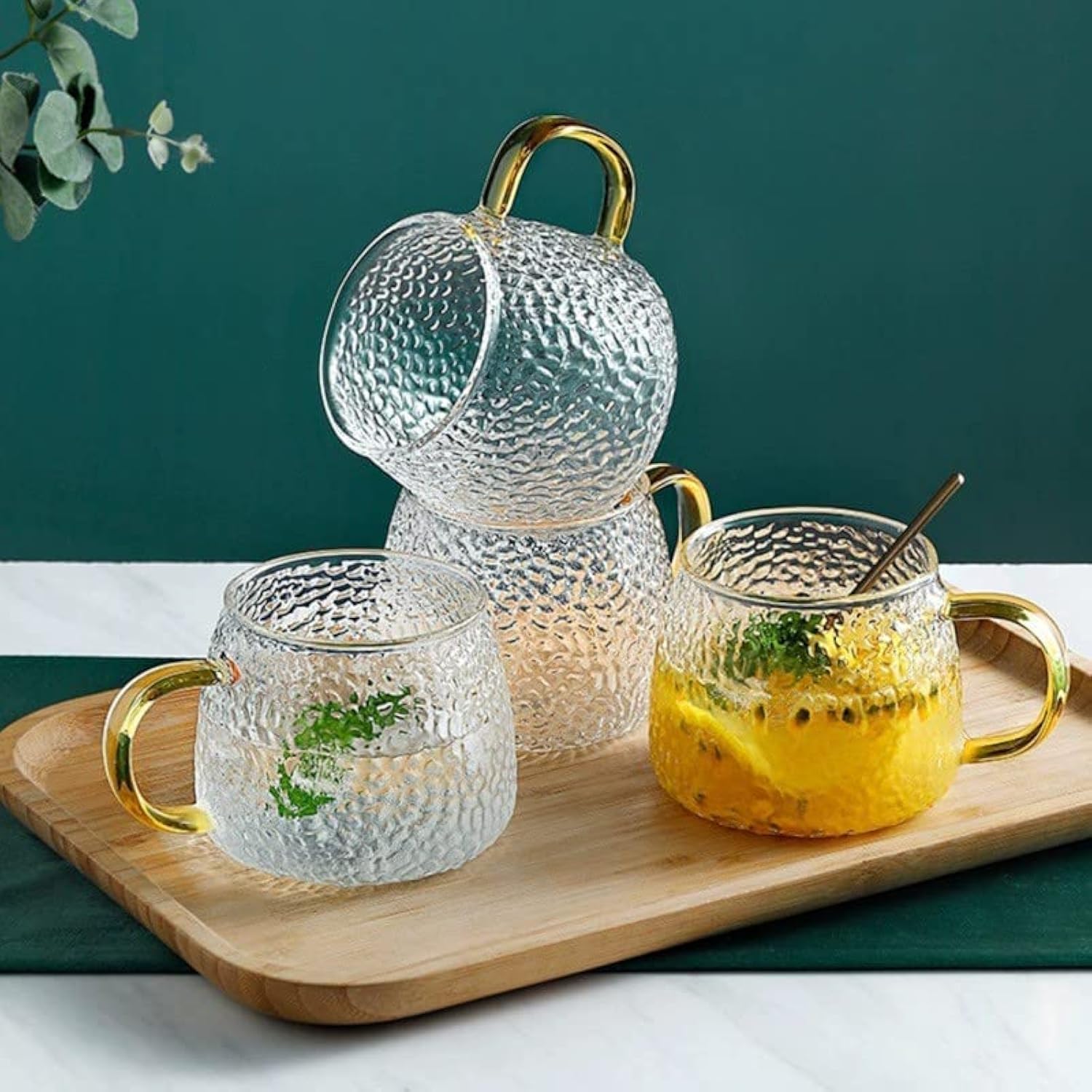 ROY ENTERPRISE Borosilicate Glass Cup Coffee Tea Mug with Golden Handle | Mug for Coffee,Tea,Milk,Green Tea,Herbal Tea,Lemon Tea for Home 410 ML (4) (B0B2DWBG5C) Amazon Price History, Amazon Price Tracker