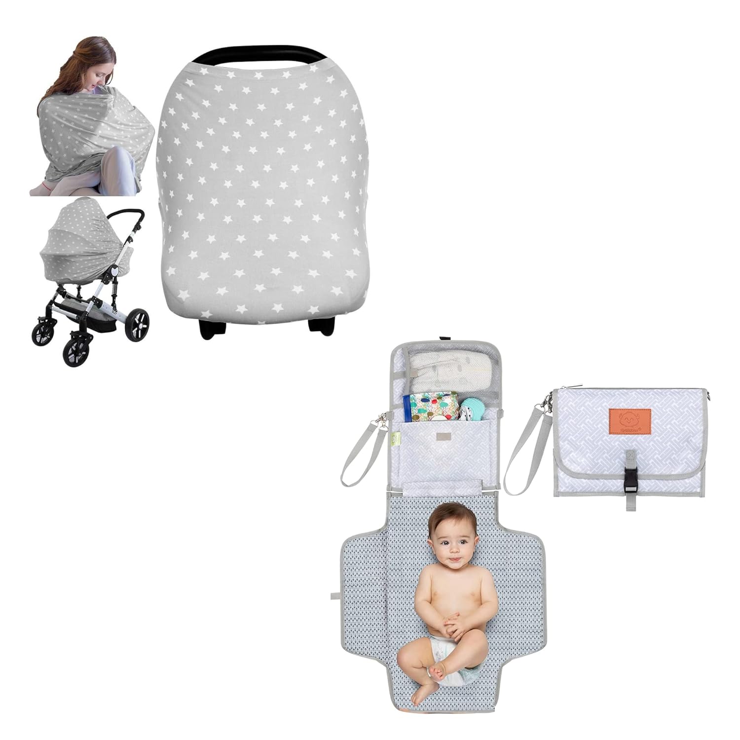 KeaBabies Car Seat Covers for Babies and Portable Diaper