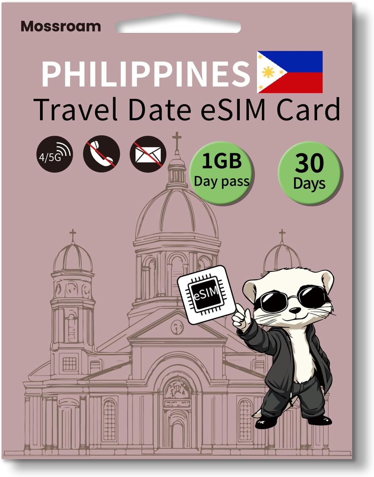 The Philippines eSIM Data Only 1GB Day Pass,30 Days Travel Manila Unlimited Low Speed