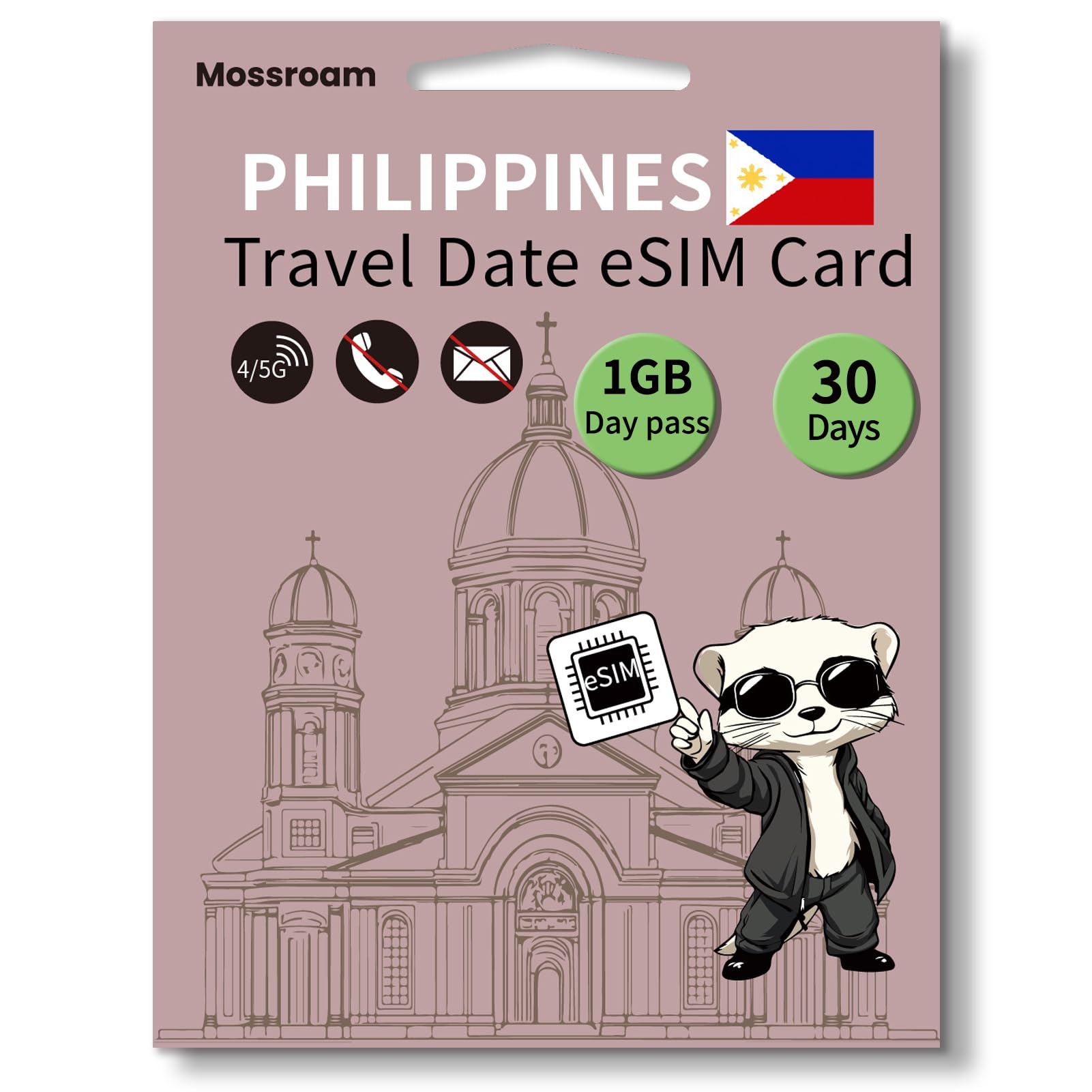 The Philippines eSIM Data Only 1GB Day Pass,30 Days Travel Manila Unlimited Low Speed
