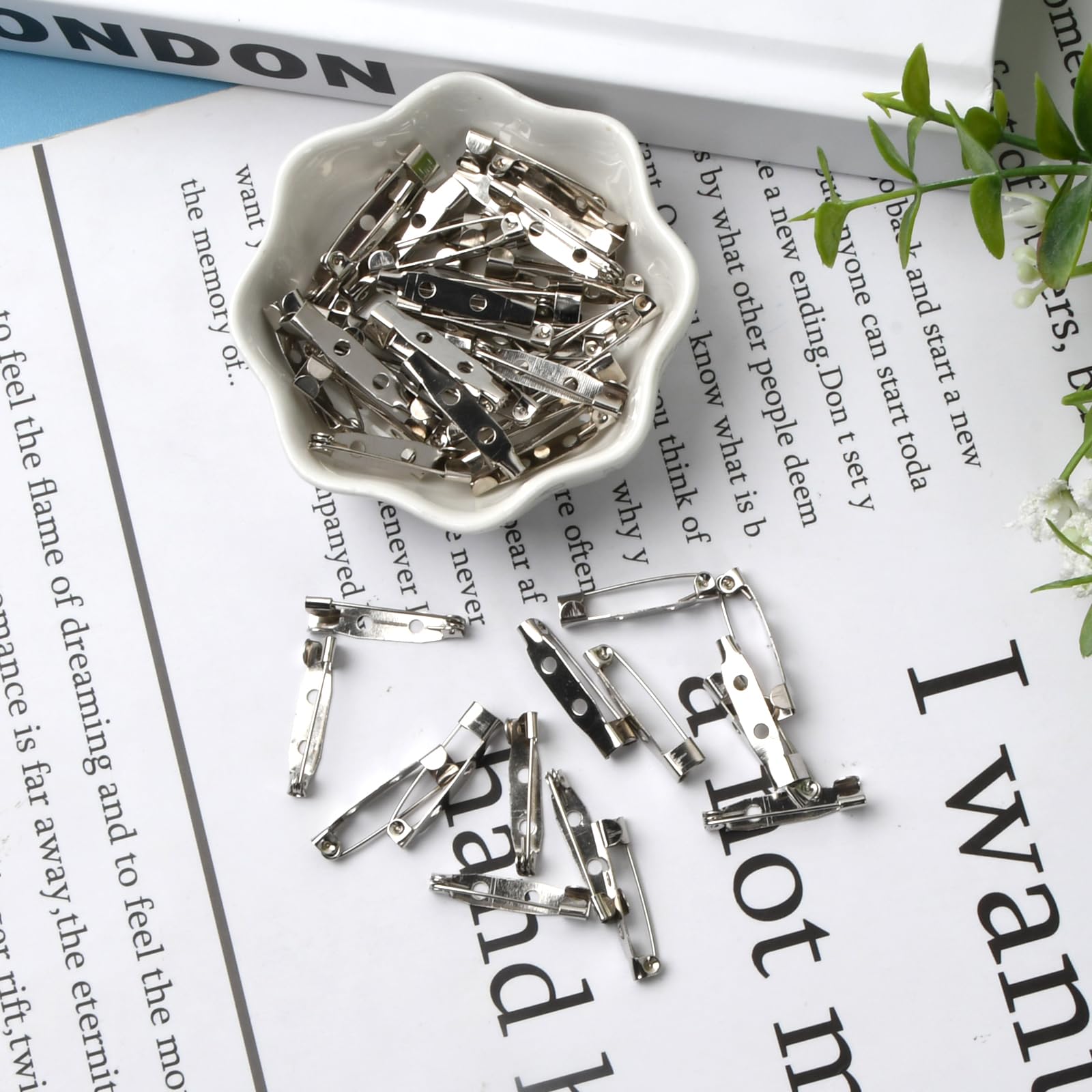 50 Spille Da Balia Argento - Con 2 Fori, Fermagli, Per DIY, Artigianato E Gioielli - Foto 2