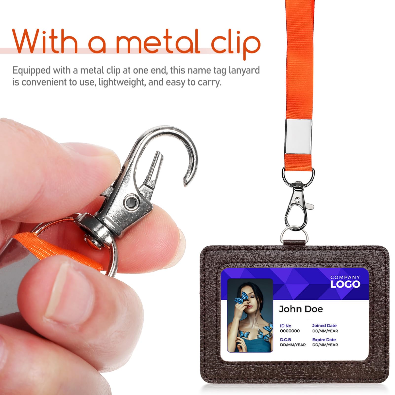 10 Pcs Orange Badge Lanyards with Clip for ID Badges Keys - Image 3