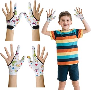 4Pcs Thumb Sucking Guard Gloves Kids Chewy Compression Gloves Kids Stop Thumb Sucking and Finger Biting for Ages 5-13