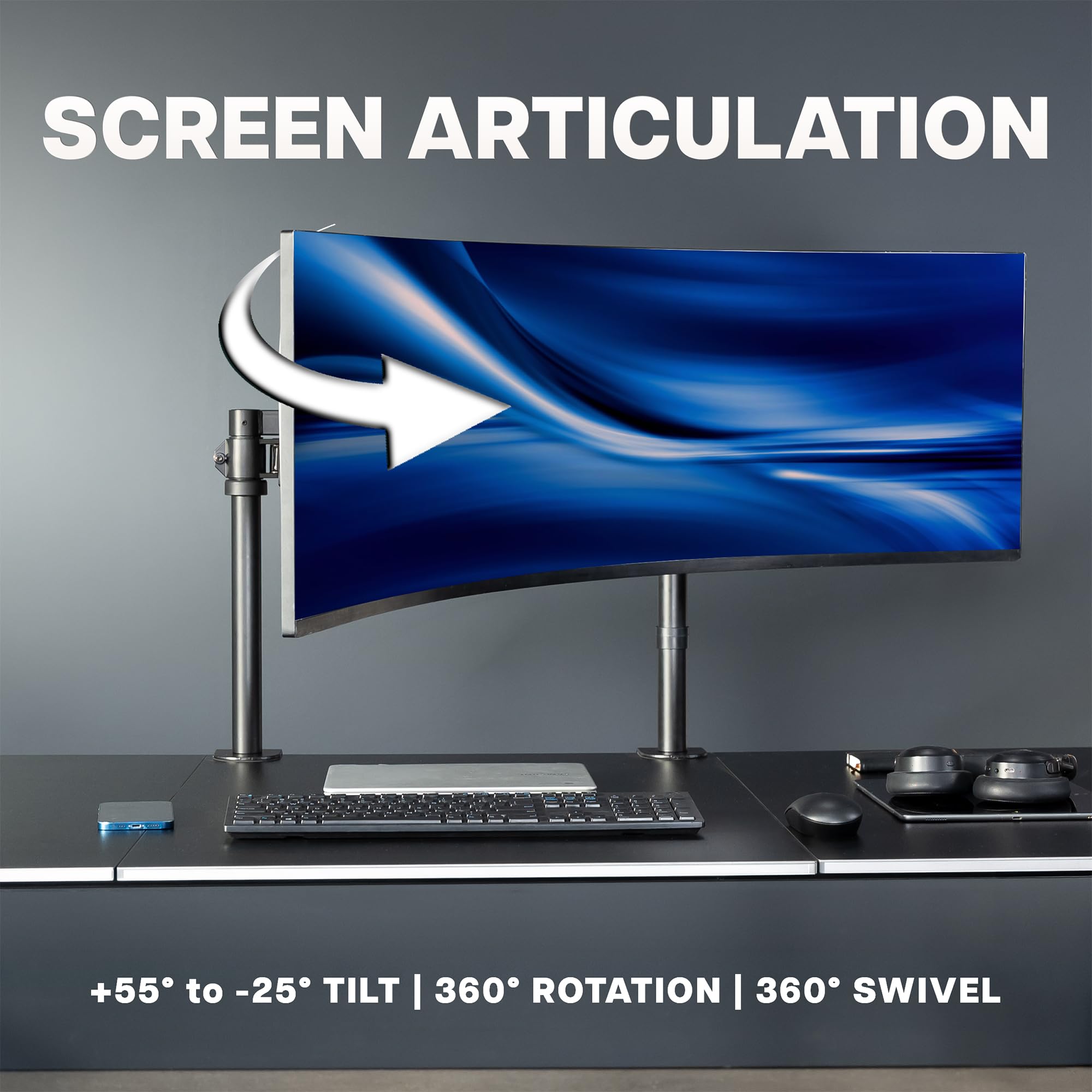 VIVO STAND-157C - Supporto da tavolo per schermi fino a 57", colore: Nero