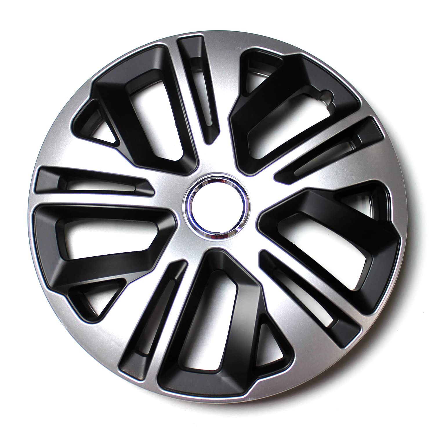 Set 4 Copricerchi 14" Pollici Borchie Nero Argento Misto Coprimozzo Modello RAVENMIX