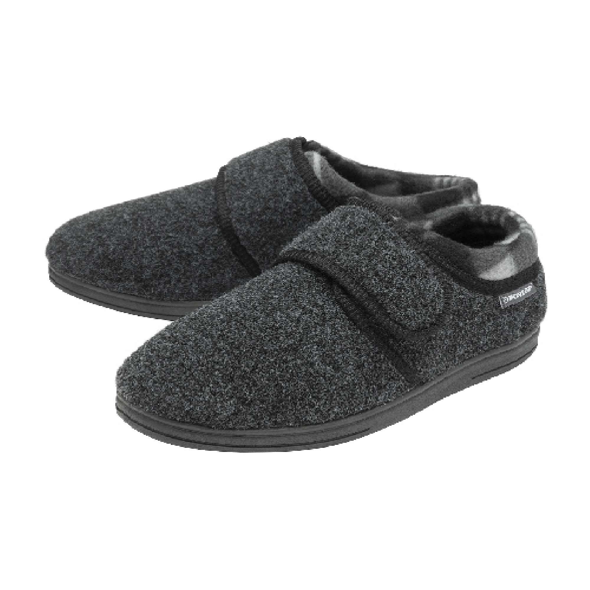 Dunlop Velcro Fastening Slippers for Men Memory Foam | Orthapedic | Easy Close | House Bedroom Indoor (11 UK, Charcoal, numeric_11)