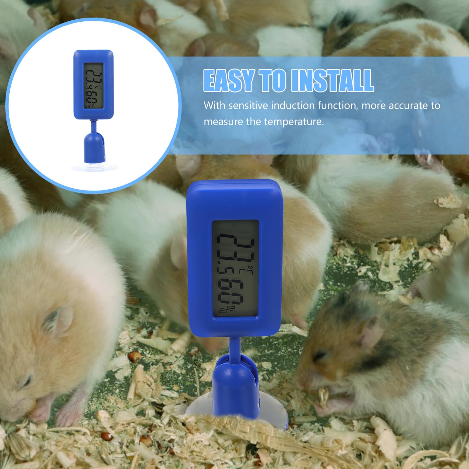 Amosfun 4stücke Rotierendes Saugnapf-thermometer Für Reptilien Hygrometer Mit Drehung Digitale Temperaturmessung Für Aquarium Und Terrarium Blauer Farbton Installieren Bedienen