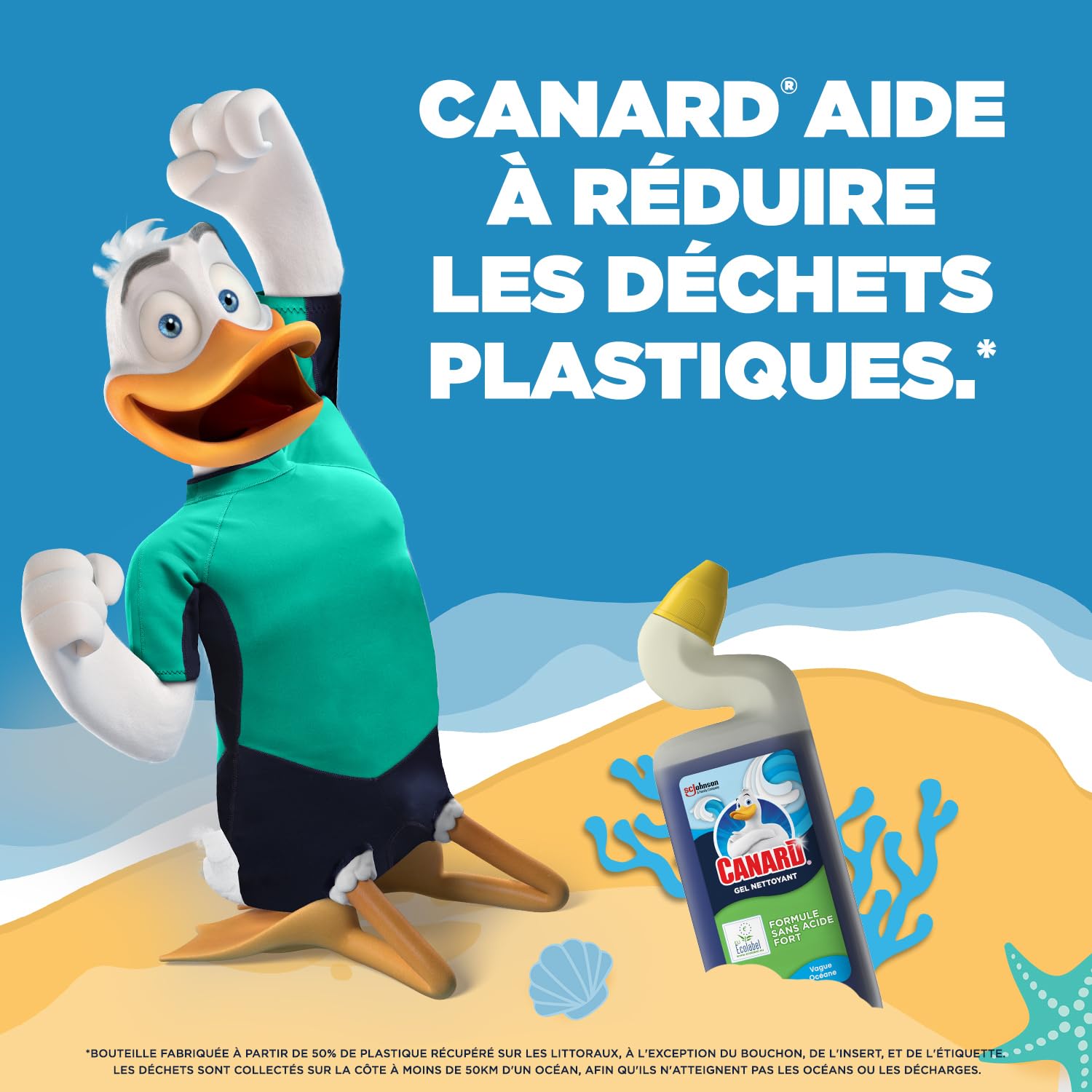 Canard Gel Marine - Gel Nettoyant et Désinfectant Toilettes - Tue 99,9% des Bactéries - Nouvelle Formule Ecolabel - Lot de 12x750 ml