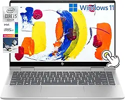 HP Envy x360 2 em 1 35.6 cm FHD IPS Laptop com tela sensível ao toque Intel Core i5-1335U (Beats i7-1260U), leitor de impressão digital KB retroiluminado, Windows 11 | Prata natural (8 GB de RAM | SSD