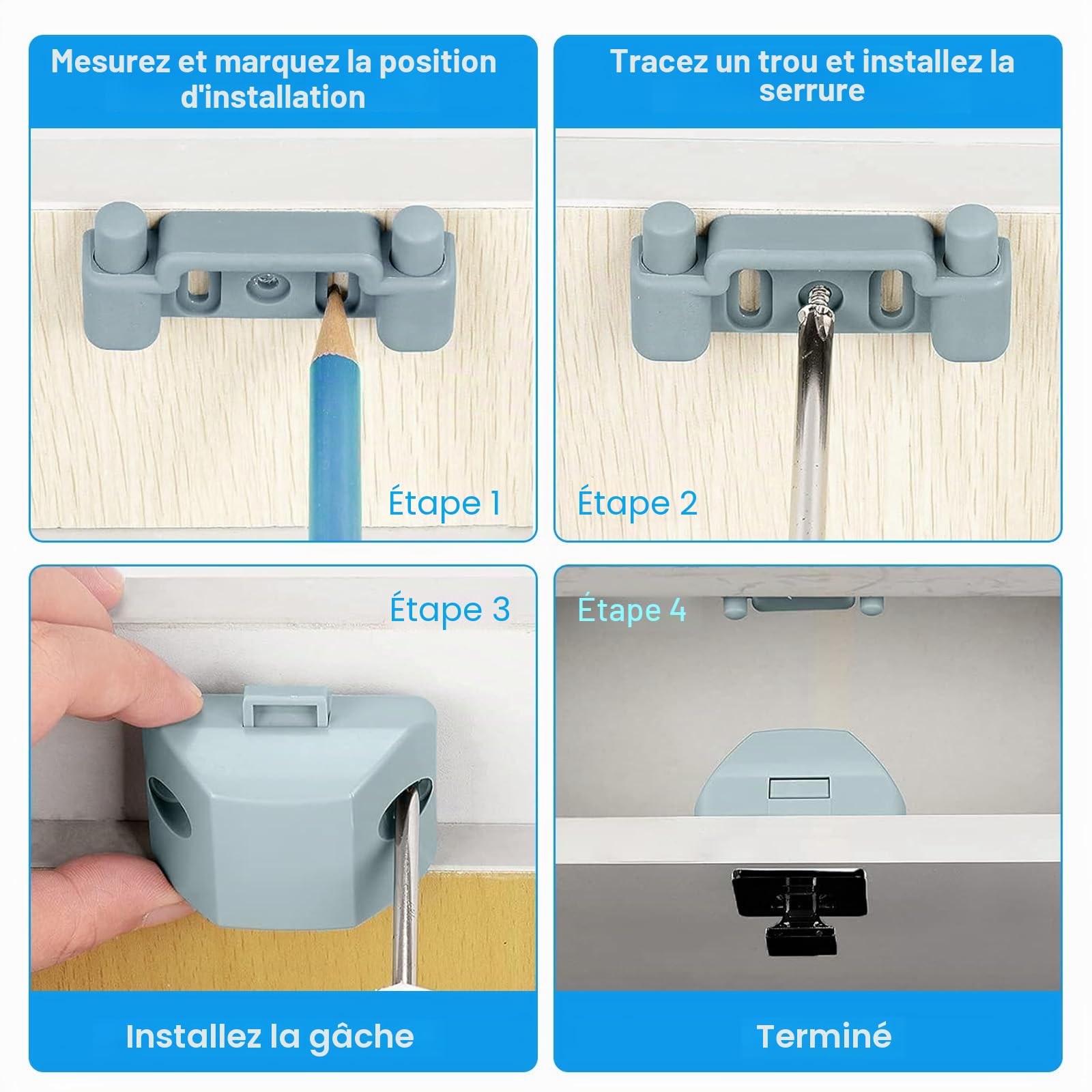 10pc Verrou Vouton Poussoir Placard Caravane de Métalliques Carrée