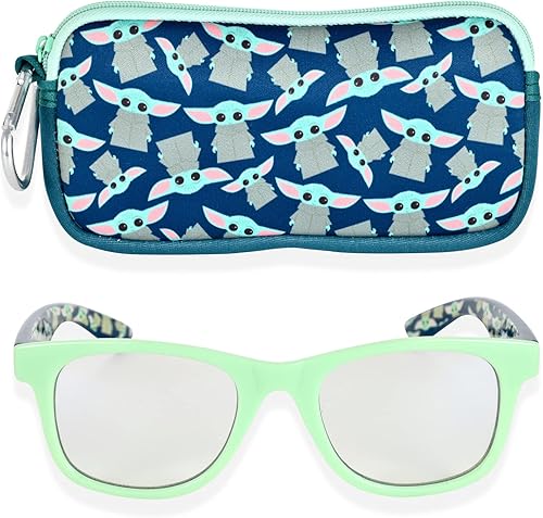 STAR WARS Baby Yoda - Lentes con bloqueo de luz azul para niños con funda para computadora y videojuegos, gafas de protección para niños de 2 a 10