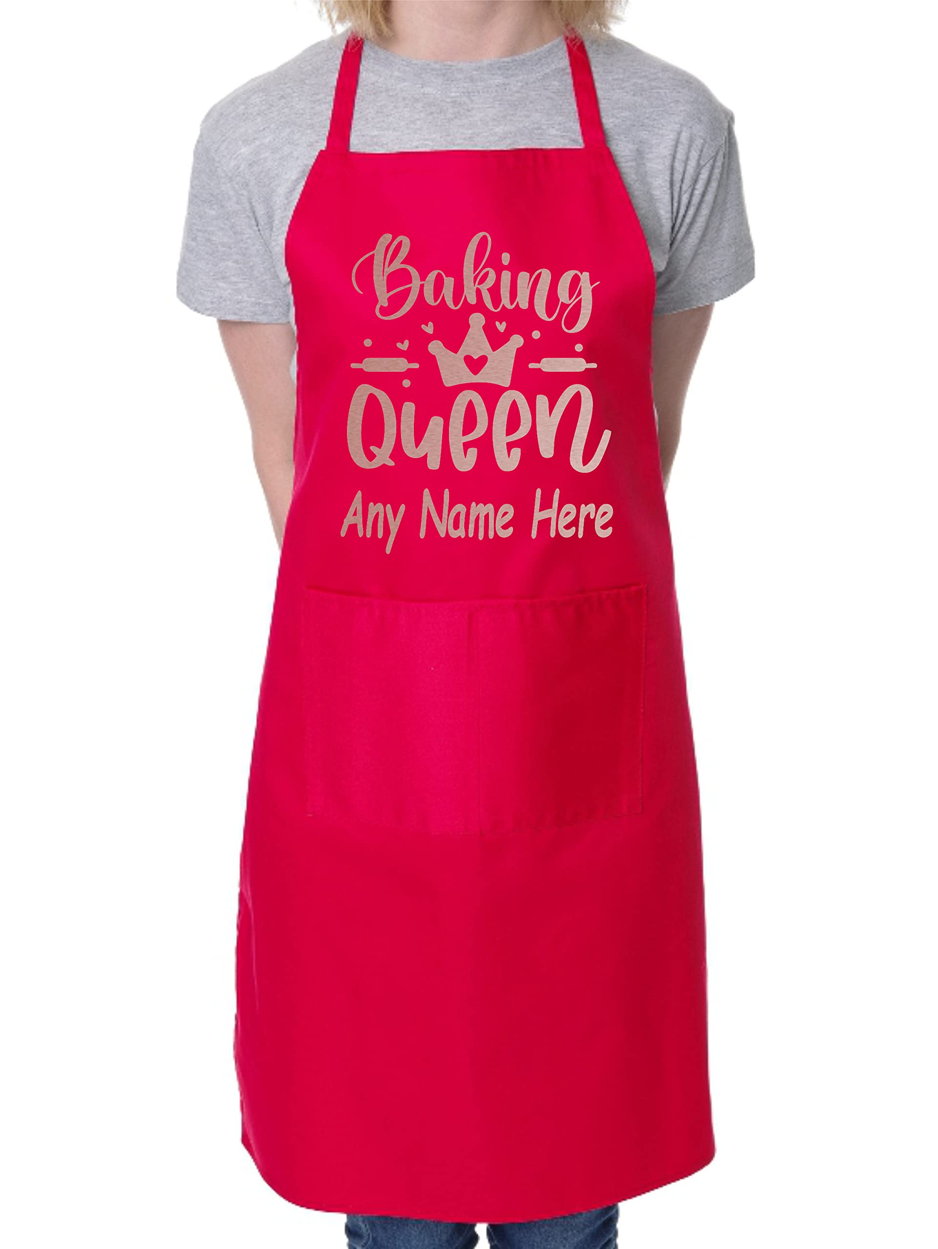Print4U Personalised Apron Baking Queen Your Name Here Baking Cooking Birthday Red