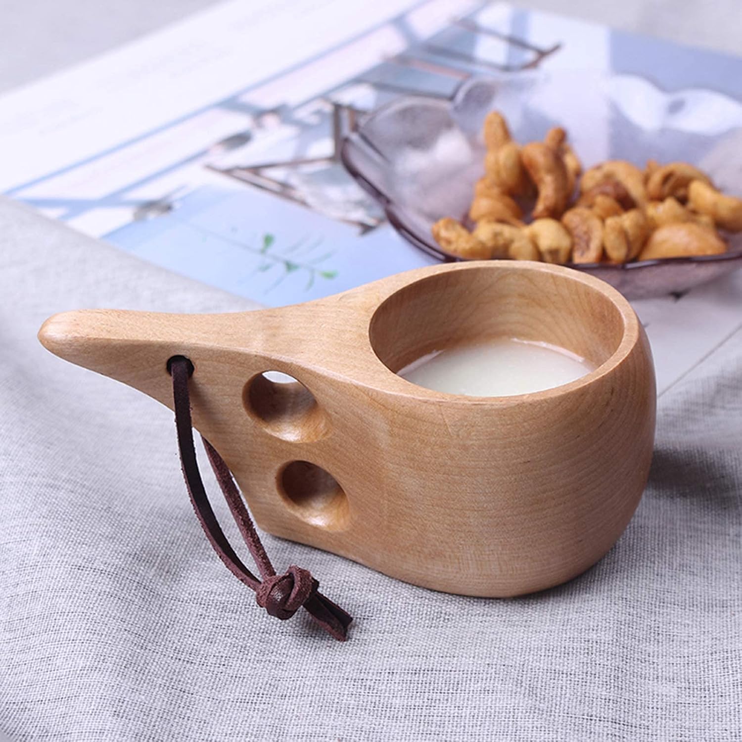 Cheapest 🛒 Mochiglory Wooden Cup Camping Cup Nordic Style Handmade Natural, Portable Wood Mug Drinking Cup for Coffee, Tea and Milk