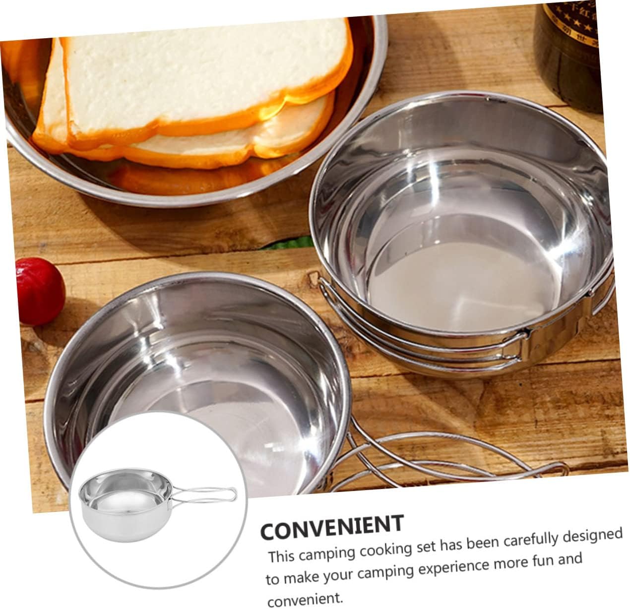 Camping Pot Bowl Set 500ml Stainless Steel Utensils for 1-2 People for Outdoor Activities Hiking Picnic