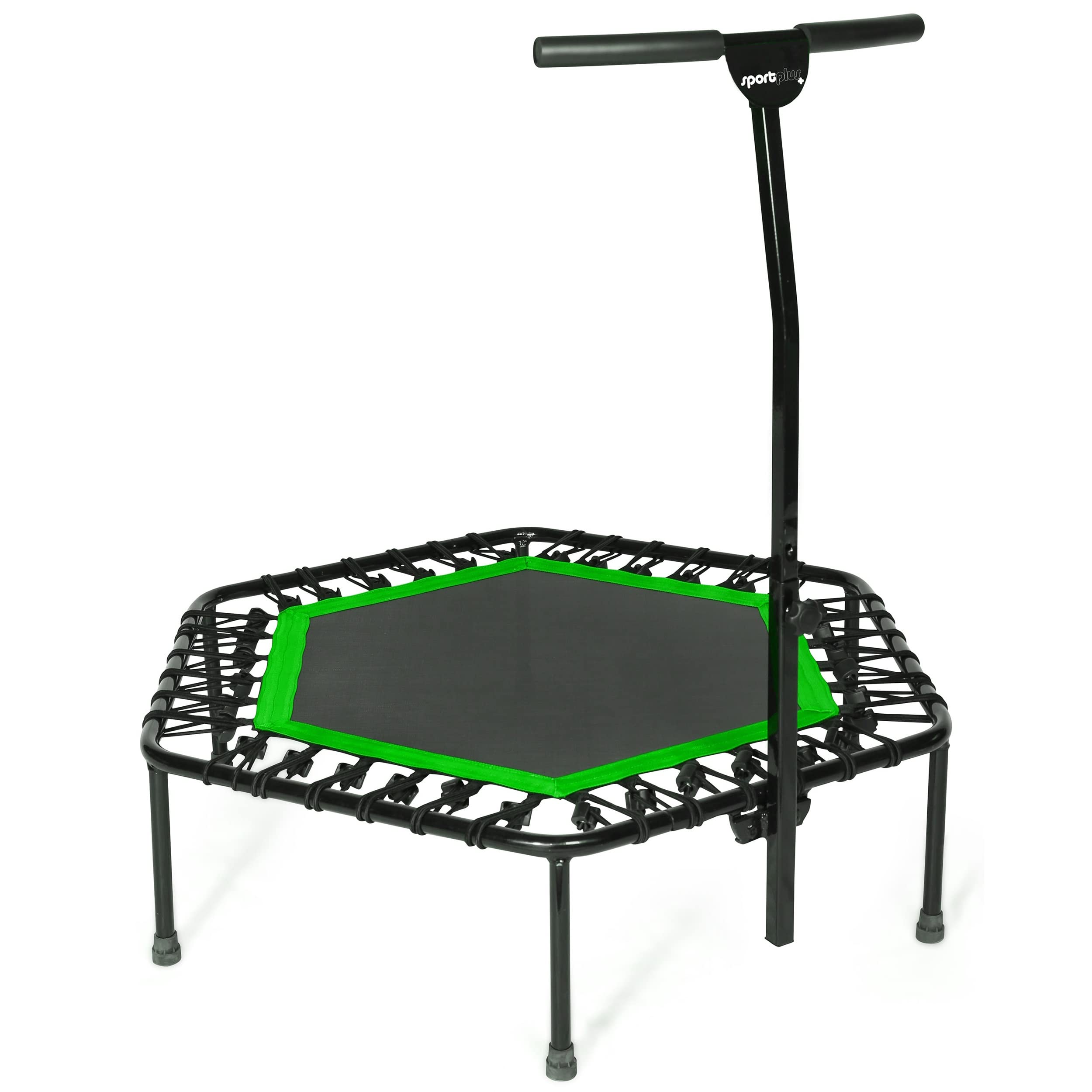 Sportplus Fitness Trampoline With Bar / or Bungees Indoor Rebounder for Adults Ideal Cardio Workout, Training At Home, Bungee Rope System Trainer, Silent Max 286