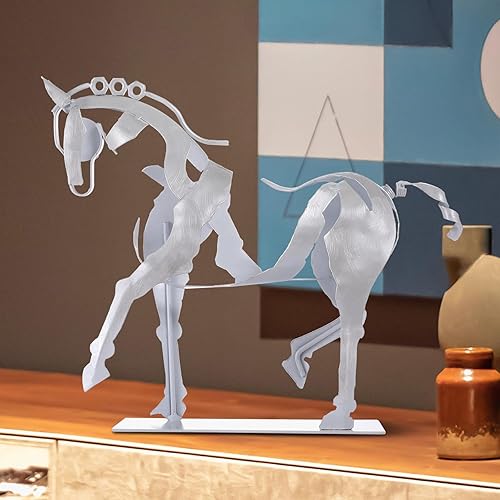 SunBlogs Art Decoración de estatua de caballo de metal 100 hecha a mano escultura moderna de caballo artesanía decoración de estatua de metal Estilo