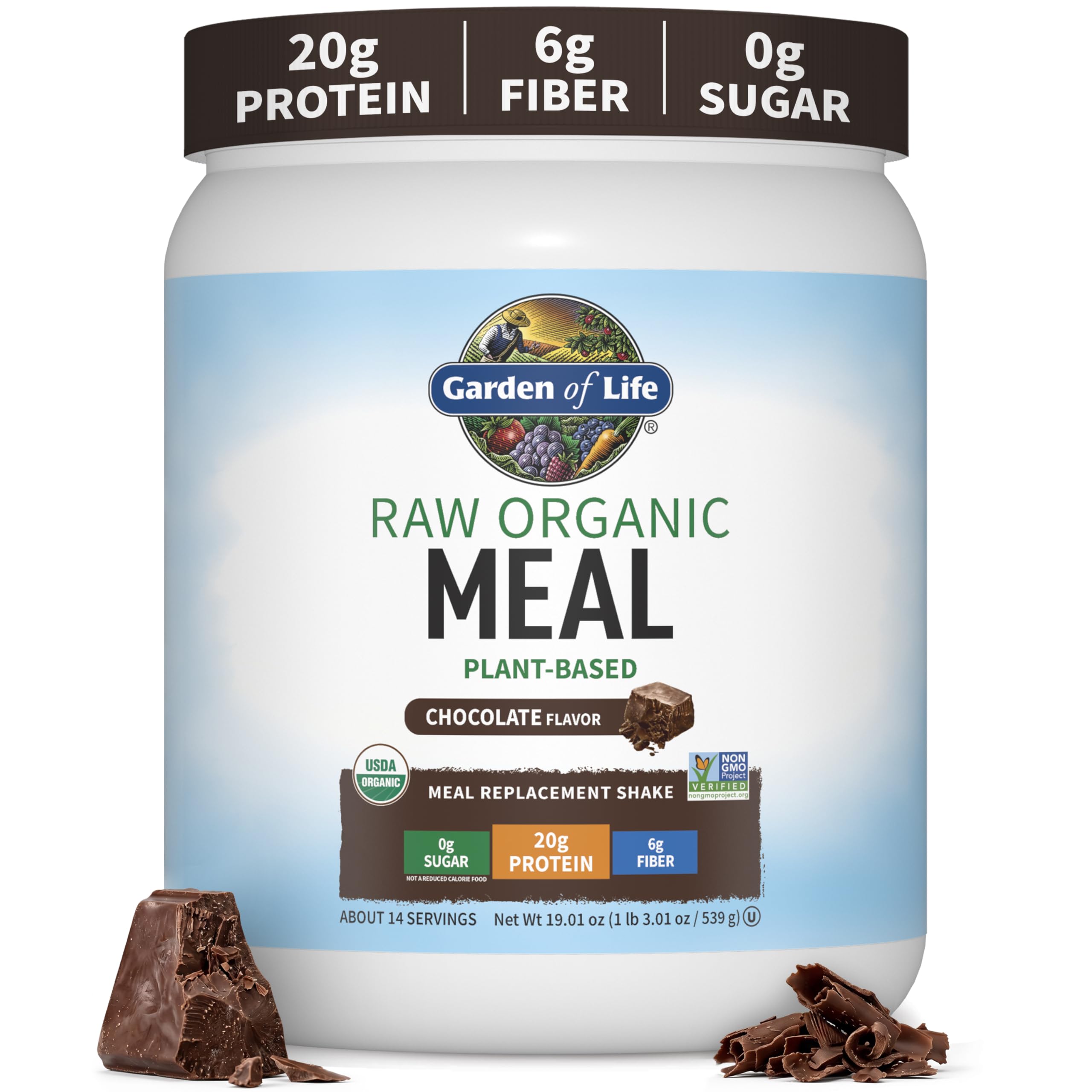 Garden of Life Raw Organic Meal Protein Powder, Chocolate, 14 Servings Chocolate 17.9 Ounce (Pack of 1)