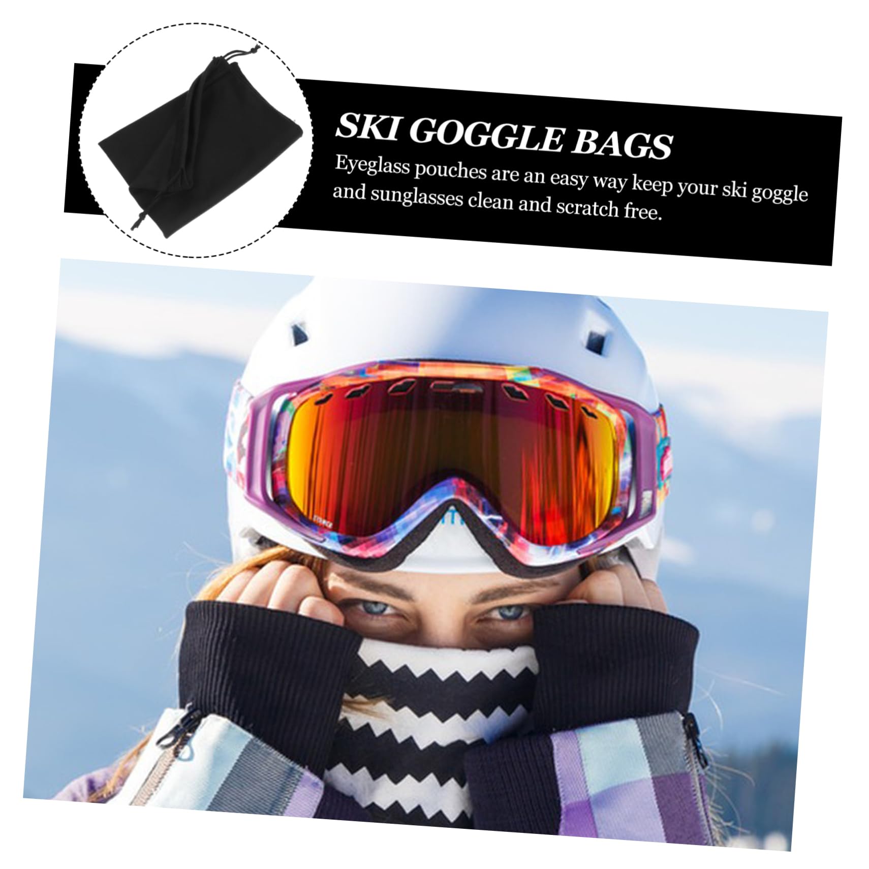 WOONEKY 50 Pièces à Cordon pour de Ski de Rangement pour Lunettes à Lunettes de Ski de Rangement Lunettes de Rangement pour Lunettes de Ski Snowboard Black