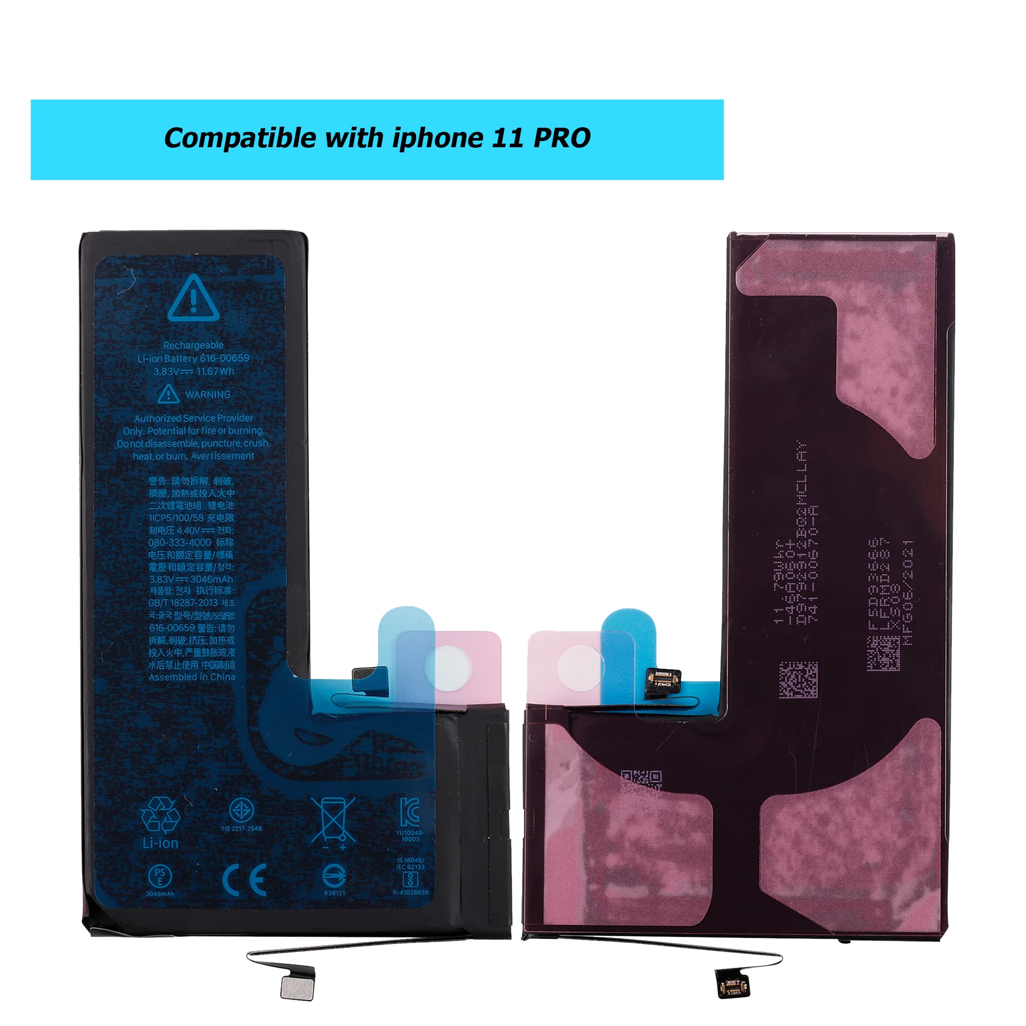 Vvsialeek iphone11 PRO 616-00659 Replacement Battery Compatible with iphone11 PRO A2215 A2160 with Toolkit