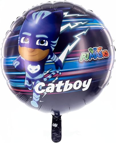Party Factory Globo de aluminio PJ Masks', 17.7 pulgadas, colorido, héroes de pijama, superhéroe catboy, globo de helio para fiesta de cumpleaños
