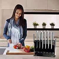 Vista 2 de Knife Set, Ultra Sharp knives set for kitchen with block, Anti rust Stainless Steel Chef Knife Set with Steak Knives 15PCS