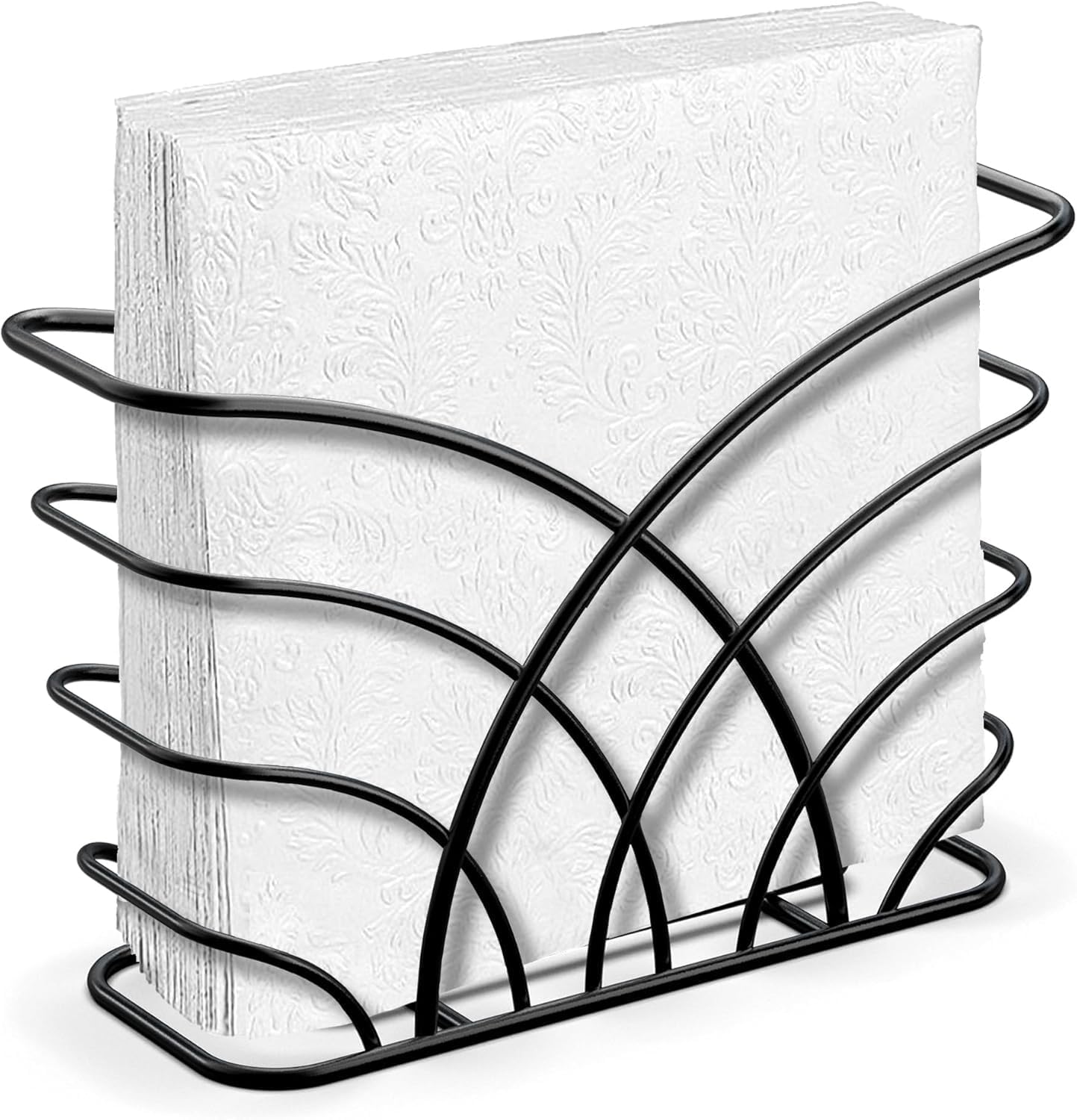 Modern Napkin Holder for Dining Table - Kitchen Napkin Holder Tissue Paper Stand for Kitchen, Table, Home Décor, Restaurant, Tissue Dispenser Organizer for Tables, Kitchen (Black)