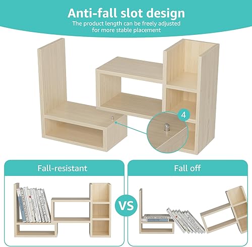 Miniatura 8 de Estantes de escritorio de escritorio Orgnizer Shlef  Organización de oficina en tono de madera natural para organizar la parte superior del