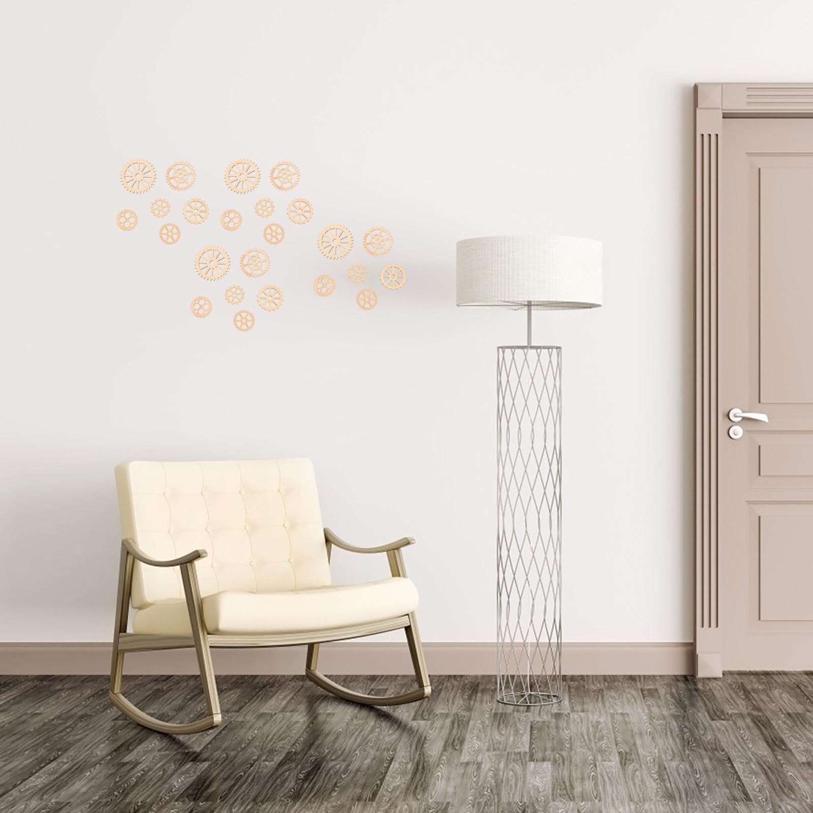 50 piezas de ruedas de engranaje de madera decoración rebanadas de madera decoración recortes etiquetas DIY arte manualidades (estilo mixto) 6