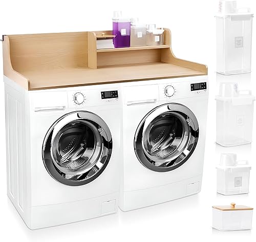 SOBHI Encimera para lavadora y secadora con accesorios de lavandería Organización de lavandería y decoración de almacenamiento Incluye 3