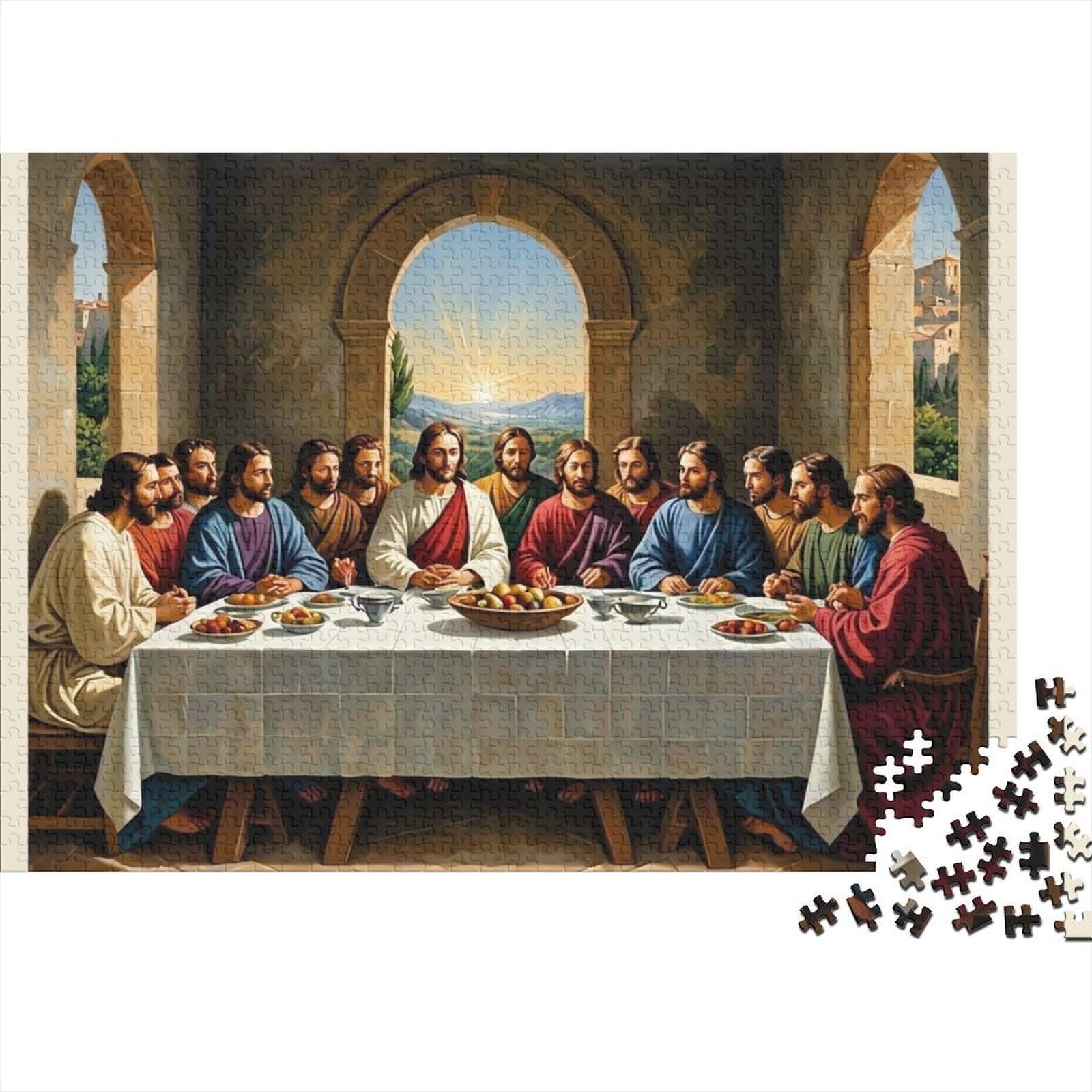 Last Supper 1000 Piece Jigsaw Puzzle for Adults Dinner Scene Puzzle Game for Family Relaxation Decor 38x26cm/1000pcs