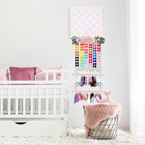 Miniatura 9 de mligril Soporte para diadema para niñas, lazos para el pelo, organizador de diademas de bebé, almacenamiento de pinzas para el cabello, colgador de