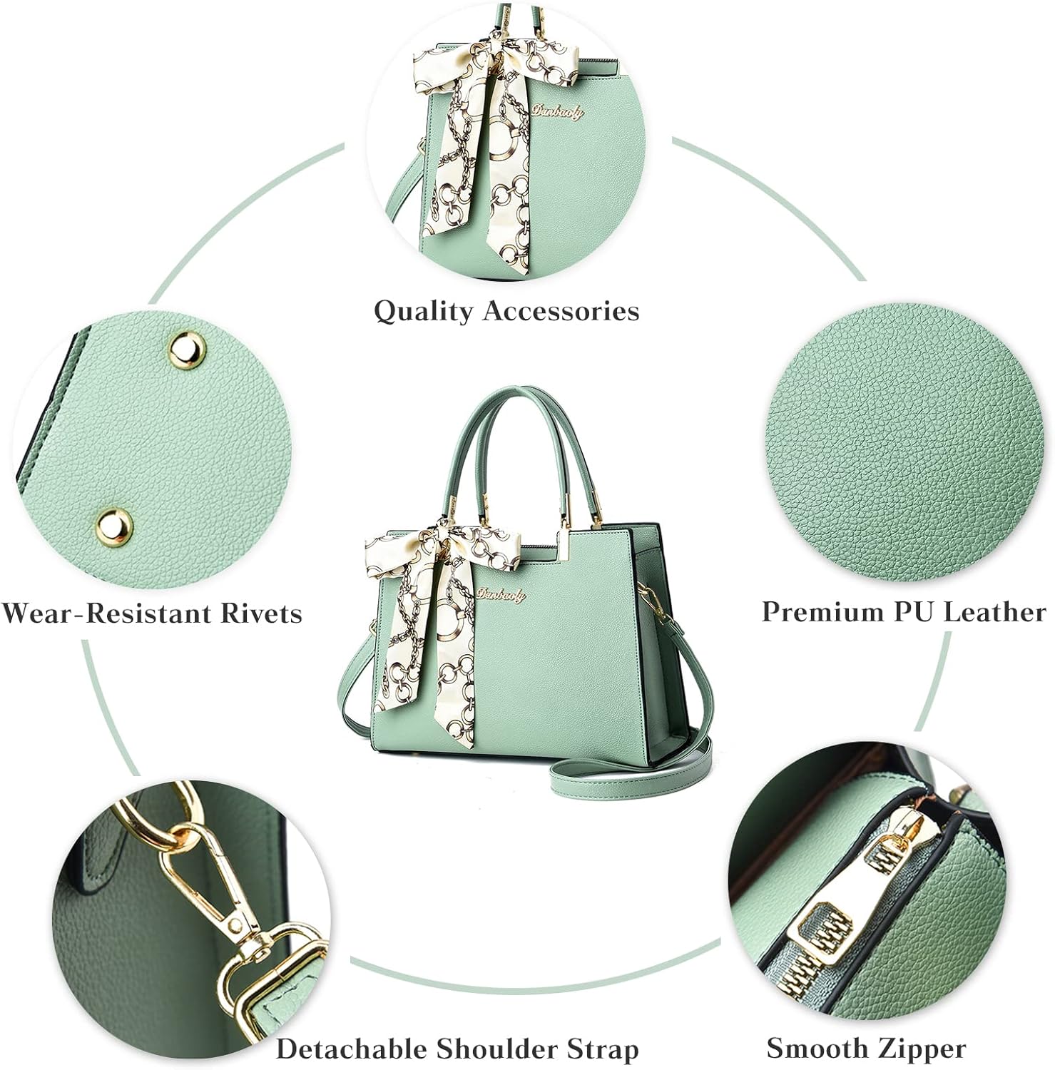 FANDARE Roomy Fashion Womens Totes Handbag Satchel Shoulder Bag Lightweight Top Handle Bag PU Leather Crossbody Bag - Image 4