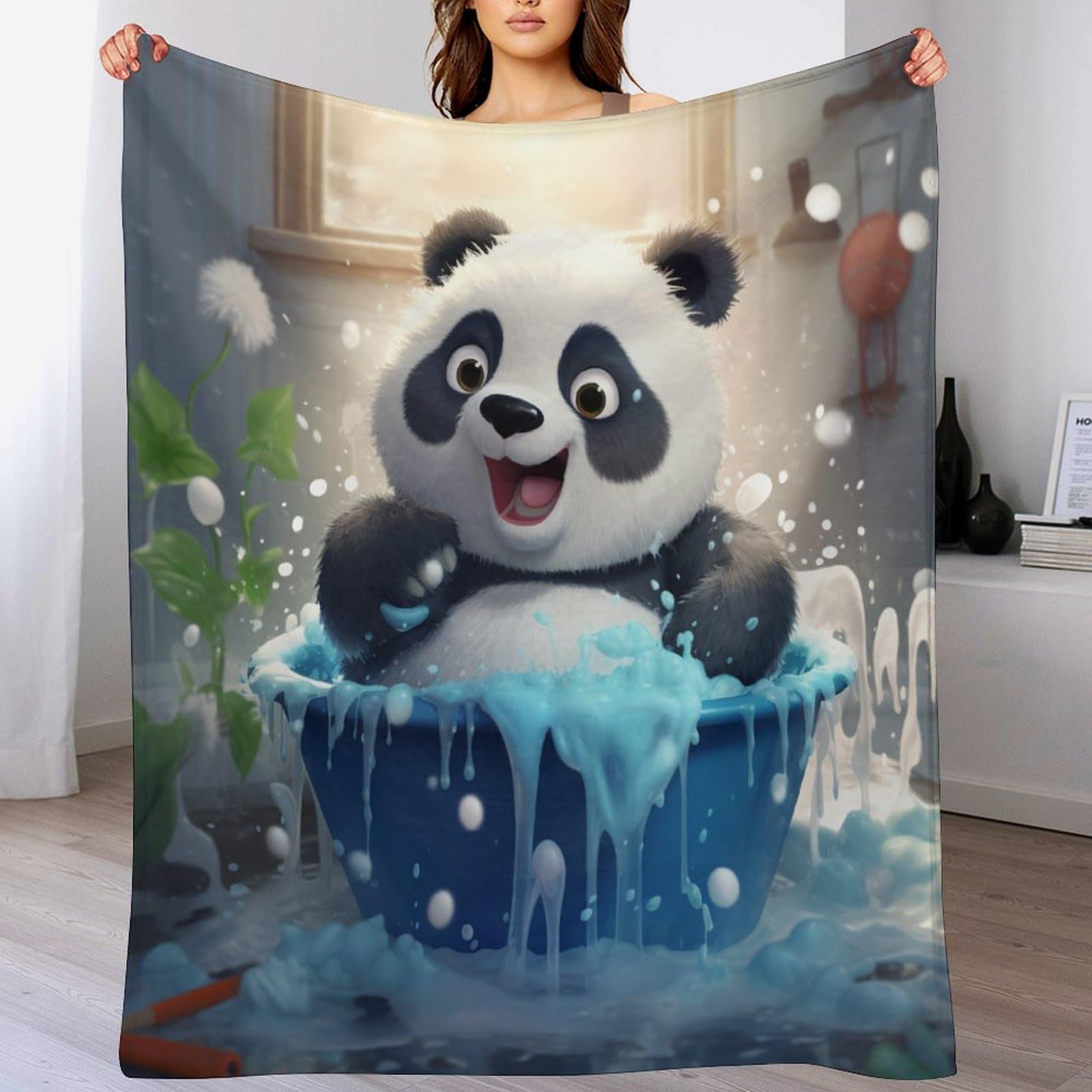 Couverture polaire panda contre les nuits fraîches : restez au chaud sur le lit ou le canapé