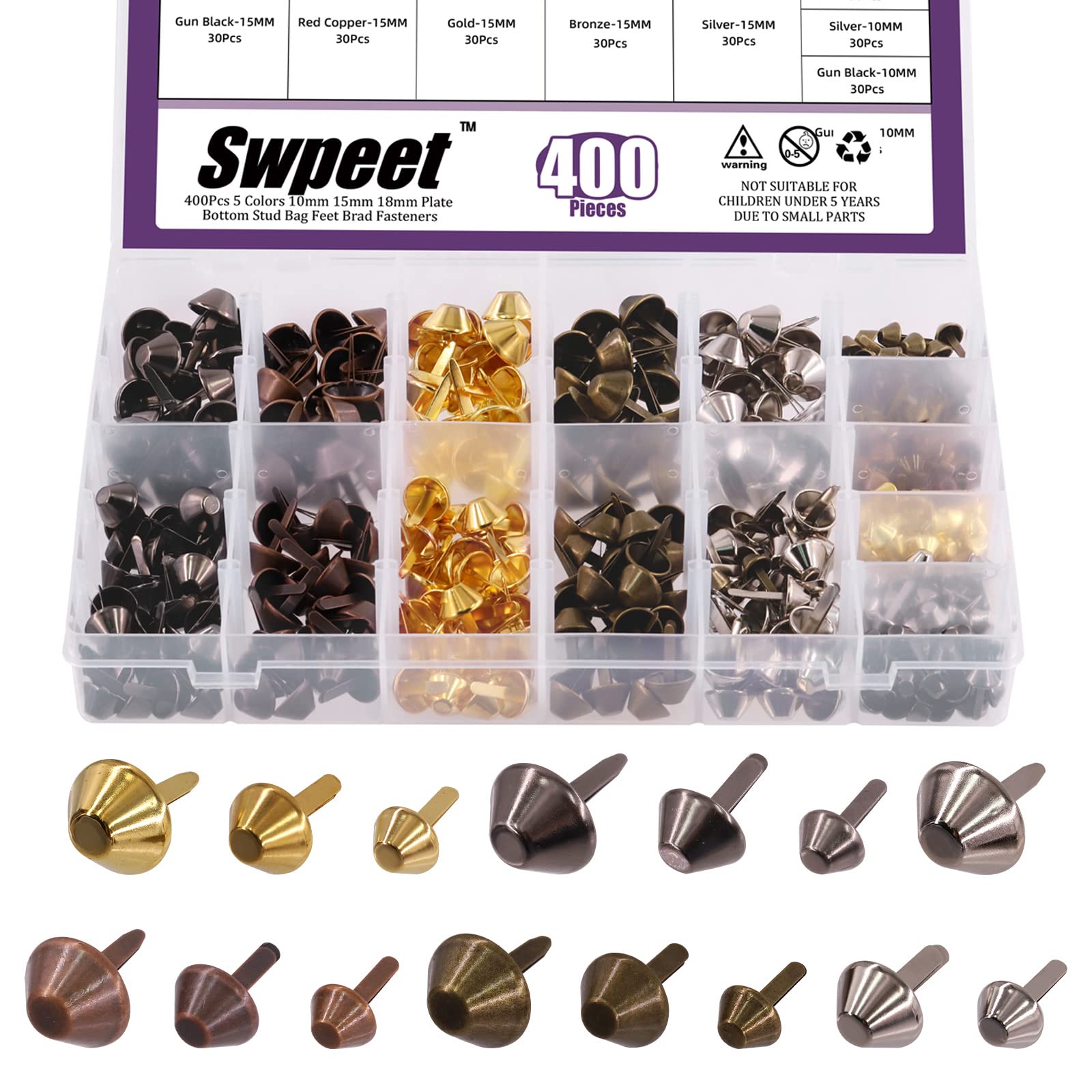 Swpeet Purse Bag Feet Nail Heads Rivet Stud Spike