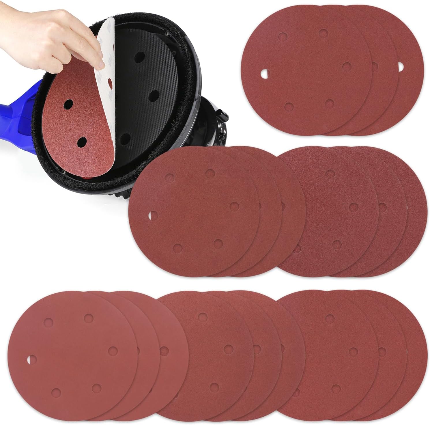 Electric Drywall Sander Set with 9 Inch 6 Hole Disc Sander Sandpaper 18 Pcs, Ceiling and Wall Sander