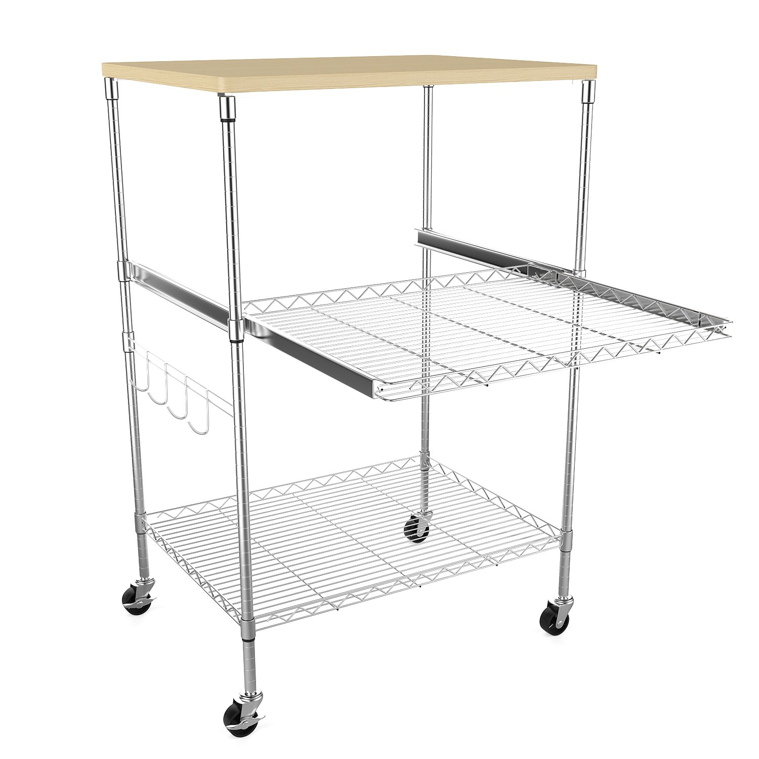 Buy BATHWA 3Shelf Wire Shelving Microwave Carts with Storage and