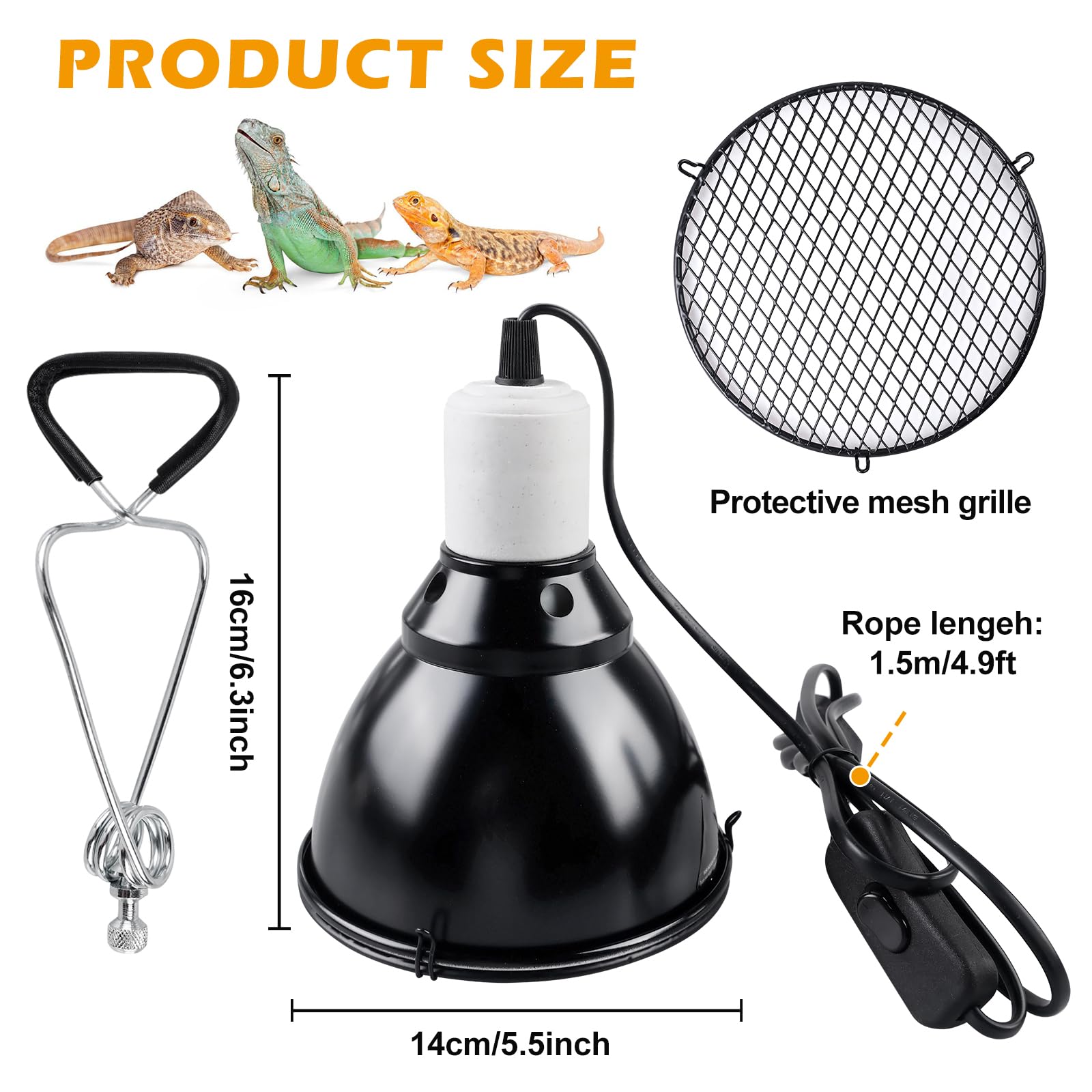 Lampada Riscaldante 75W UVA Per Rettili - 2 Pezzi Per Tartarughe, Serpenti E Lucertole - Foto 7