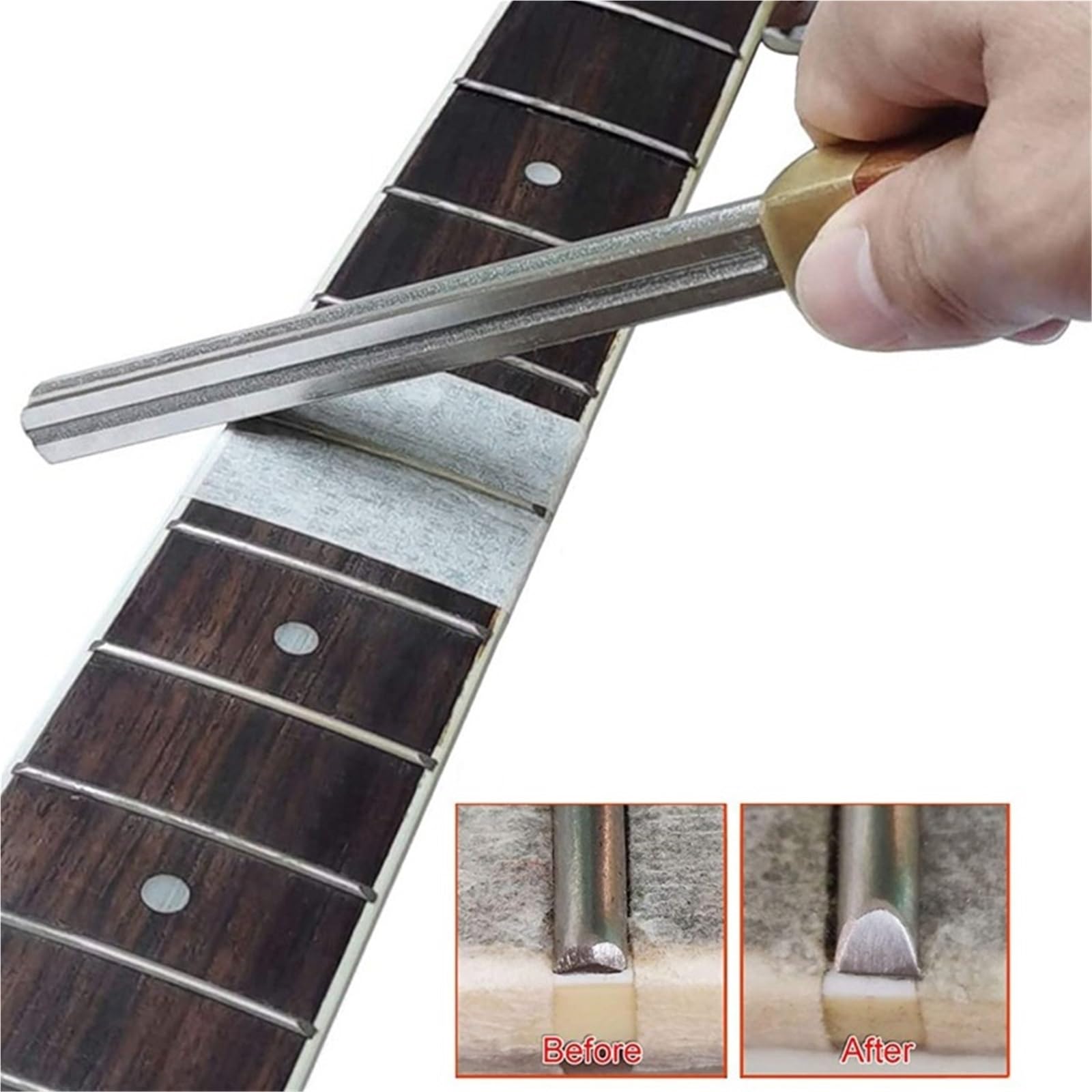 Pilnik Do Progów Gitarowych Z 2 Ochraniaczami Gryfu Drewniany Akcesorium Instrumentu Zestaw Budowy Gitary