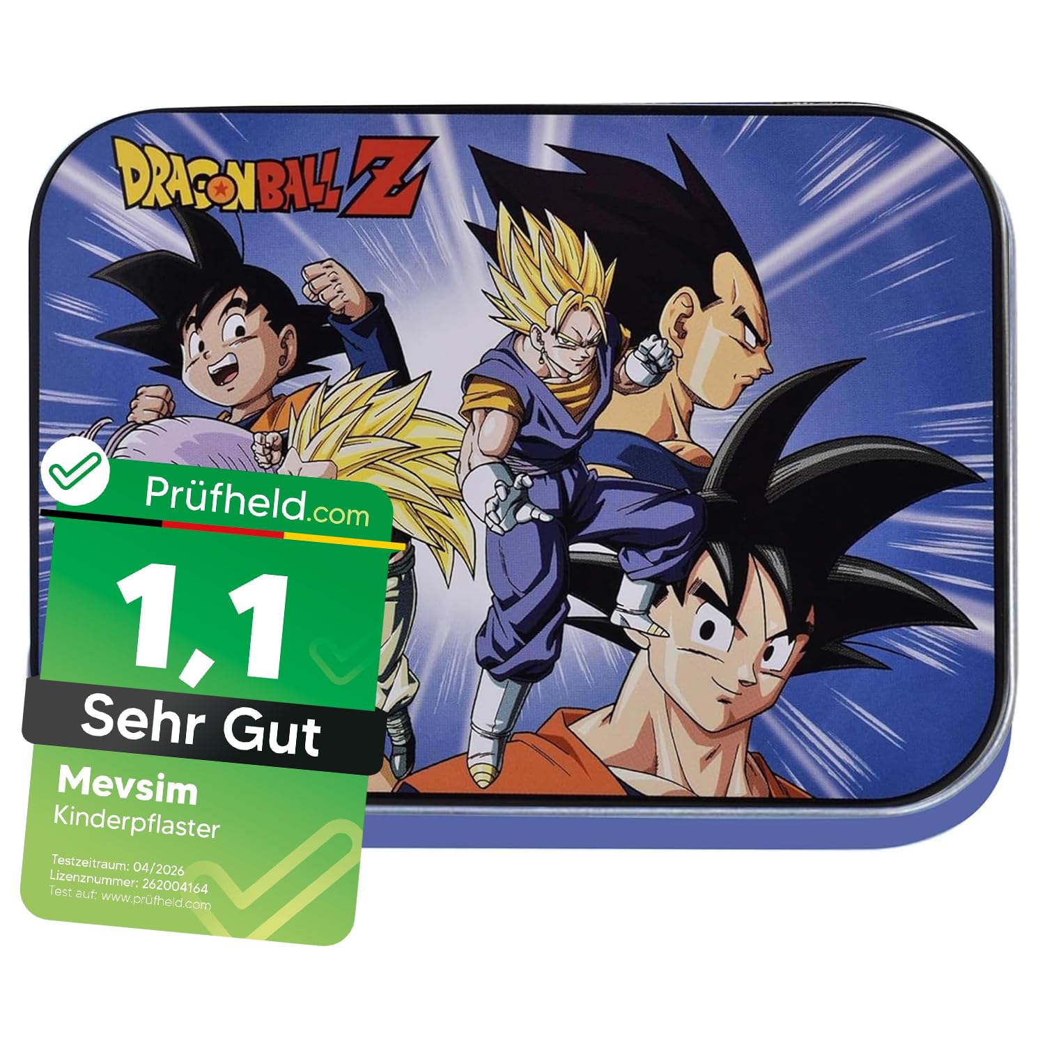 Dragon Ball Z Cerotti Bambini – 24 Cerotti Colorati Waterproof & Ipoallergenici in Scatola di Metallo – Ideali per Scuola, Viaggi, Attività Outdoor e Primo Soccorso – Delicati su Pelle Sensibile