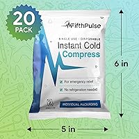 Vista 3 de Paquete de 20 bolsas de hielo instantáneas desechables, compresas frías de 5 x 6 pulgadas para lesiones, hinchazón, alivio del dolor, no necesita