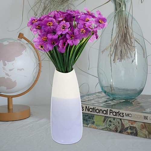 Miniatura 9 de ifundom 1 juego de 4 flores artificiales decorativas de seda violeta, violetas africanas falsas, paquetes de flores artificiales para florero,