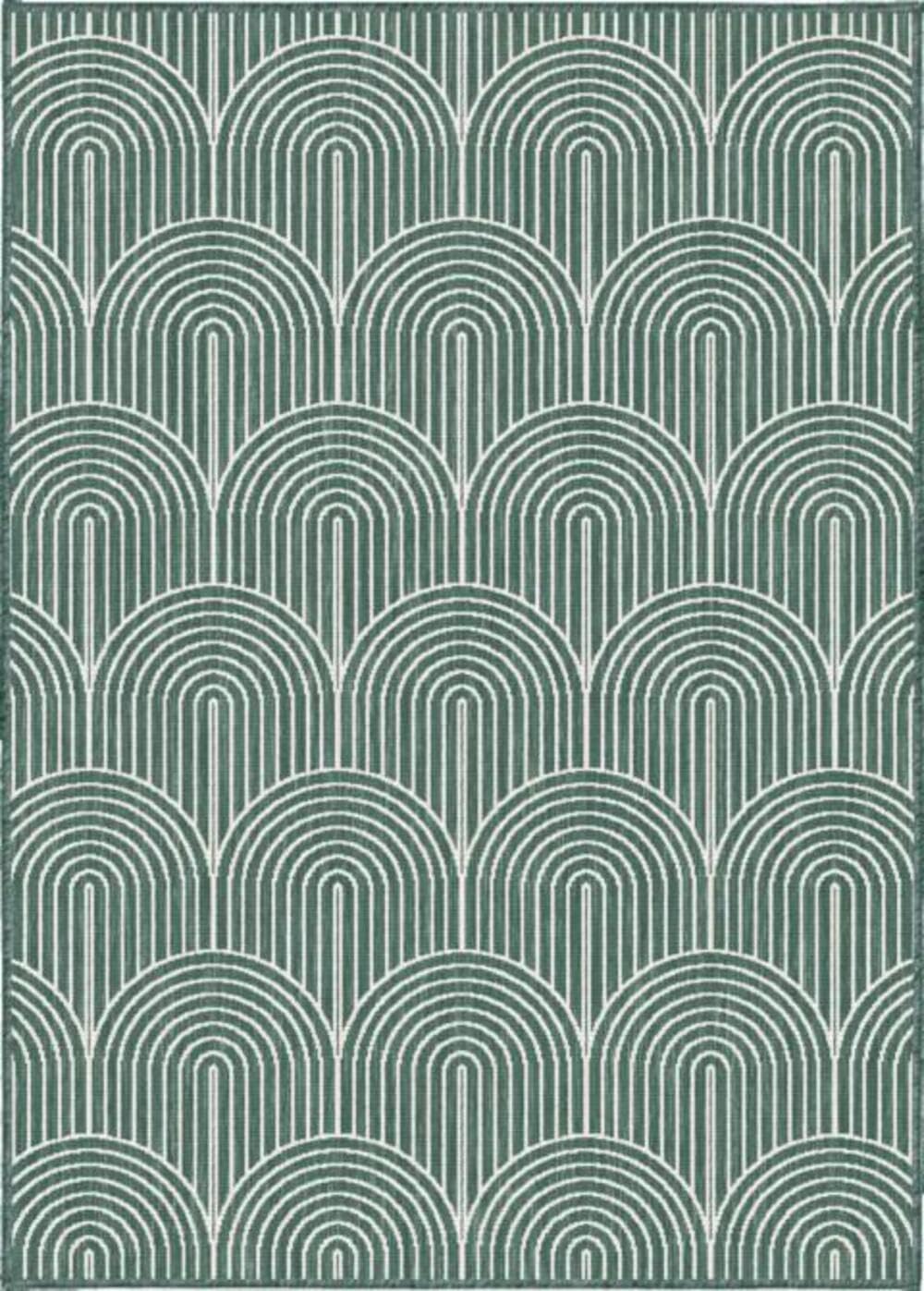 Hanse Home Pangli Tapis d'extérieur résistant aux intempéries – Tapis réversible Style scandinave bohème imperméable uni géométrique Effet 3D pour Jardin, Balcon, terrasse, Salon – Vert 80 x 150 cm