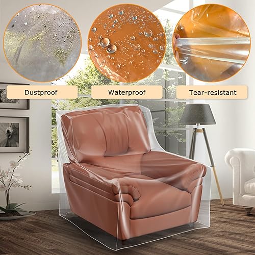 Miniatura 3 de STARTWO Paquete de 2 fundas de plástico para sillón reclinable, transparente resistente, cubierta de vinilo transparente de PVC grueso, impermeable,