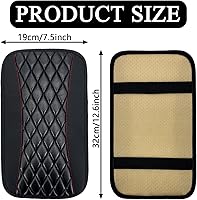Vista 2 de Almohadilla de cuero impermeable para consola central de automóvil, protector de funda de asiento para reposabrazos, cómodos accesorios para el Negro