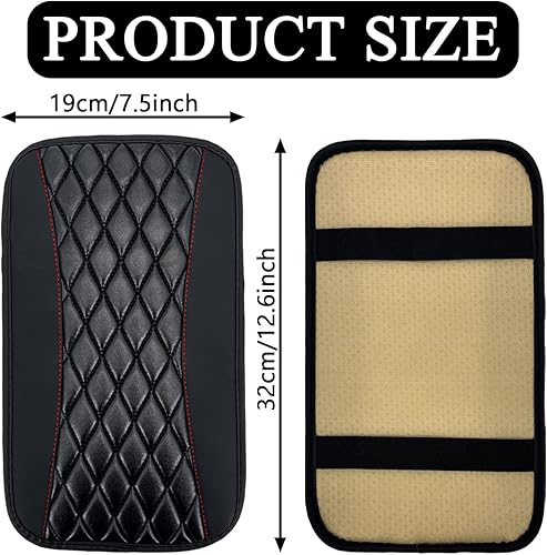 Miniatura 8 de tobenbone Almohadilla de consola central de automóvil, protector de cuero impermeable para reposabrazos y caja de asiento, accesorios cómodos para